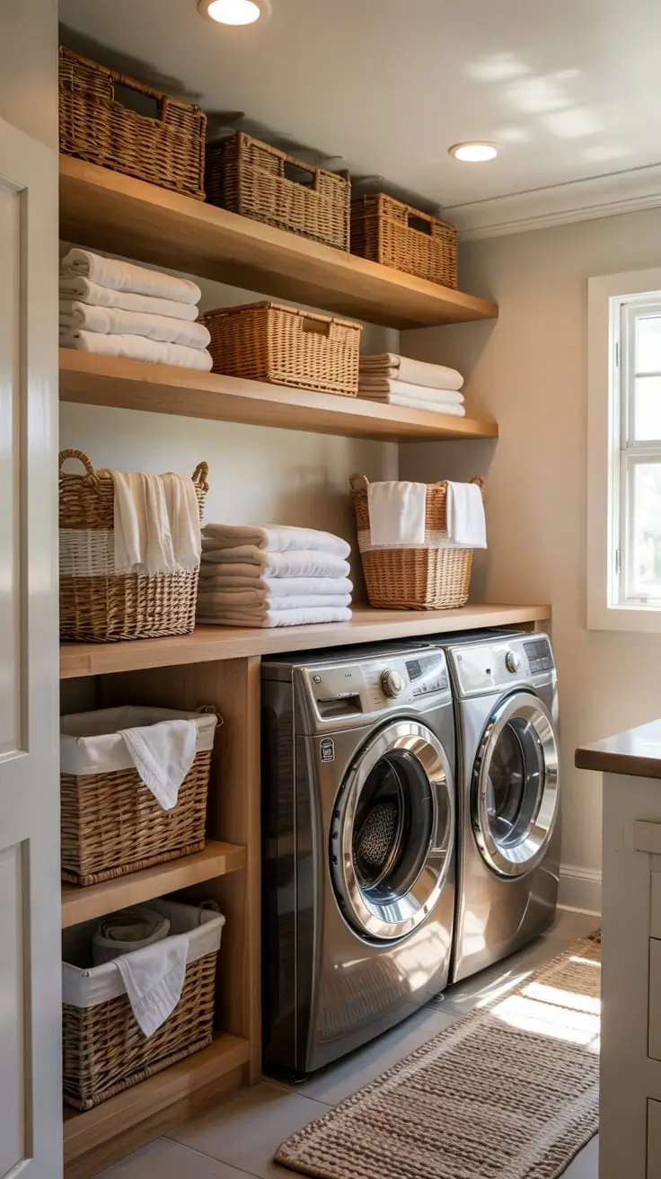 Laundry Room Shelves Ideas 2026: Modern, Farmhouse & Creative Storage Solutions